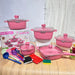25-Piece Premium Non-Stick Medical Stone Cookware Set in Black and Pink - Dio Kollections