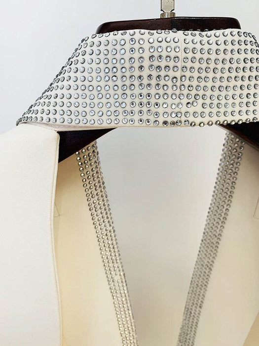 Dio Trendy Backless Blazer Skirt with Diamond Detail - Dio Kollections