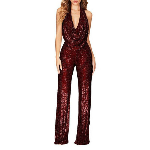 Dio Sleeveless Halter Sequined Women's One Piece Jumpsuit - Dio Kollections