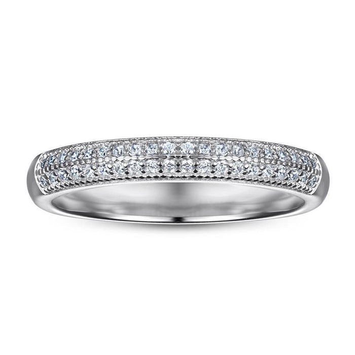 S925 Silver Women's Sterling Row Ring Same Row Diamond Zircon Women's Silver Ring Z+2 1/2 - Dio Kollections