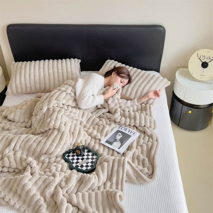 Rabbit Velvet Blanket Solid Color Summer Season Bedding Thickened Warm Milk Velvet Blanket Flannel Cover Blanket Nap Sofa Blanket - Dio Kollections