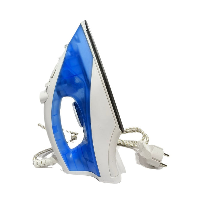 White and blue iron on a white background