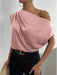 Satin Imitation Silk Irregular Shoulder Sleeveless Pullover Shirt for Women - Dio Kollections