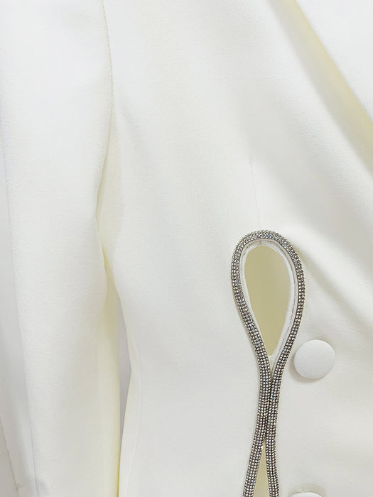 Dio Diamond-Studded Slit Suit Straight-Leg Pants Set Two-Piece Set