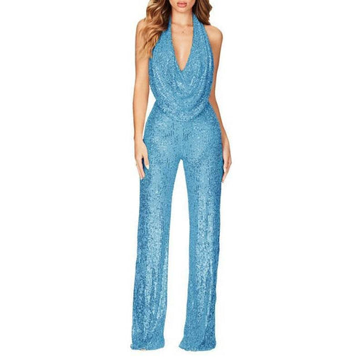 Dio Sleeveless Halter Sequined Women's One Piece Jumpsuit - Dio Kollections
