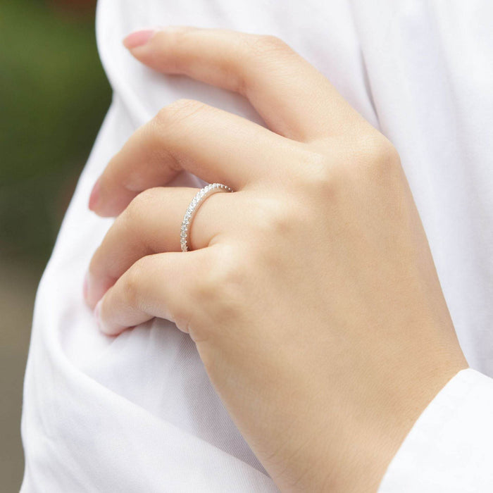 S925 Silver Women's Sterling Row Ring Same Row Diamond Zircon Women's Silver Ring Z+2 1/2 - Dio Kollections