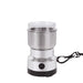 Stainless steel coffee grinder on a white background