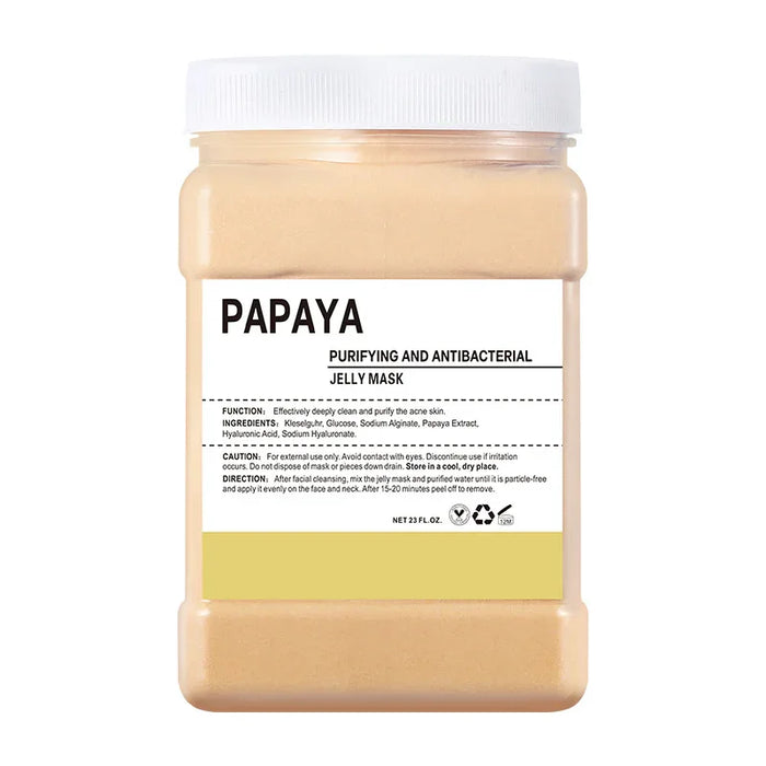 Papaya jelly mask container with label on a white background