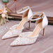 Elegant Lace Pearl High Heels for Brides - Dio Kollections