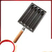 Black metal mold with wooden handle on a white background
