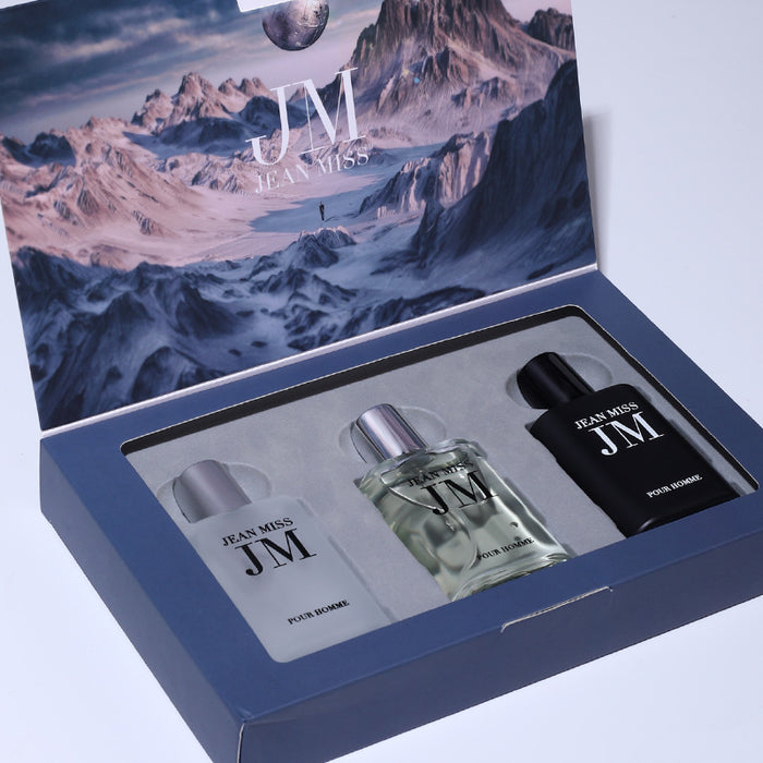 Jean Miss perfume set with mountain-themed packaging
