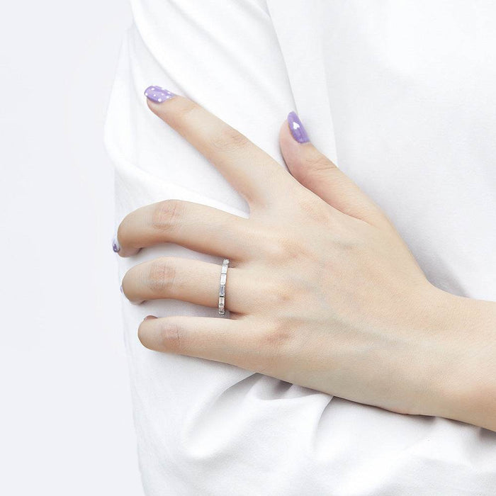 S925 Silver Women's Sterling Row Ring Same Row Diamond Zircon Women's Silver Ring Z+2 1/2 - Dio Kollections