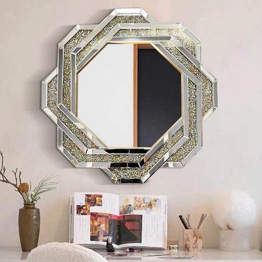 Diamond-Encrusted Luxury Splicing Decorative Entrance Wall Hanging Dressing Table Art Mirror - Dio Kollections