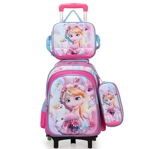 Children's backpack with cartoon character design on a white background
