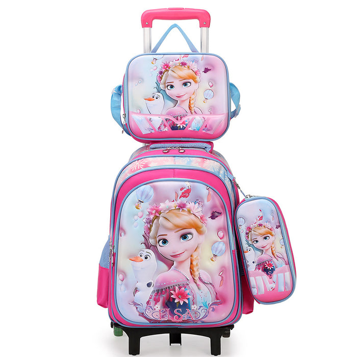 Children's backpack with cartoon character design on a white background