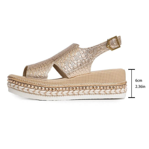 36-42 Sandals One-Strap Thick Sole Buckle Wedge Women's Glossy - Dio Kollections