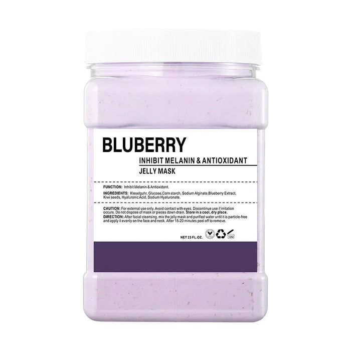 Purple jelly mask container with label on a white background