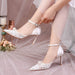 Elegant Lace Pearl High Heels for Brides - Dio Kollections