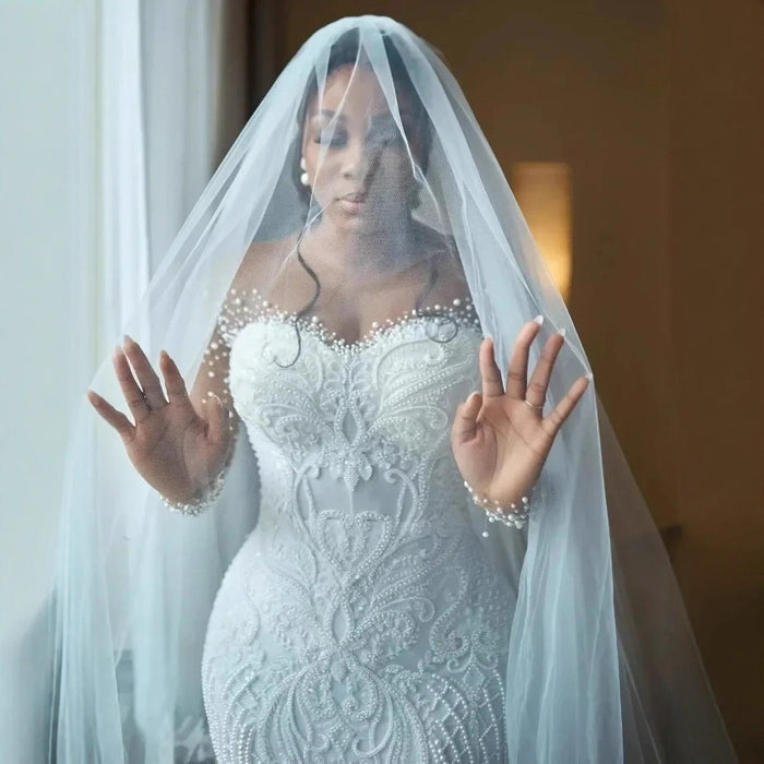 Dio African Luxury Mermaid Bridal Lace Plus Size Wedding Dress