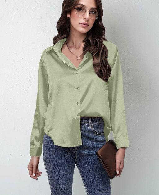 Chic Satin Long Sleeve Shirt - Women's Imitation Silk Top - Dio Kollections