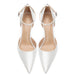 Hollow Satin Pointed Toe Stiletto One-Line Buckle Rhinestone Wedding Bridal Shoe - Dio Kollections