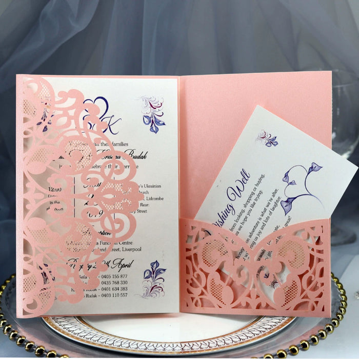 Dio Laser Cut Tri-Fold Invitation Card Kit - 10 Pieces