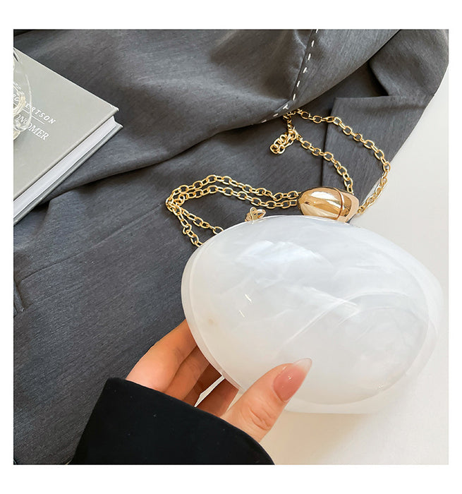 New Dinner Bag Oval Shell Goose Egg Acrylic Evening Chain Shoulder Bag