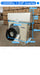 Air conditioning unit with dimensions labeled on a warehouse floor