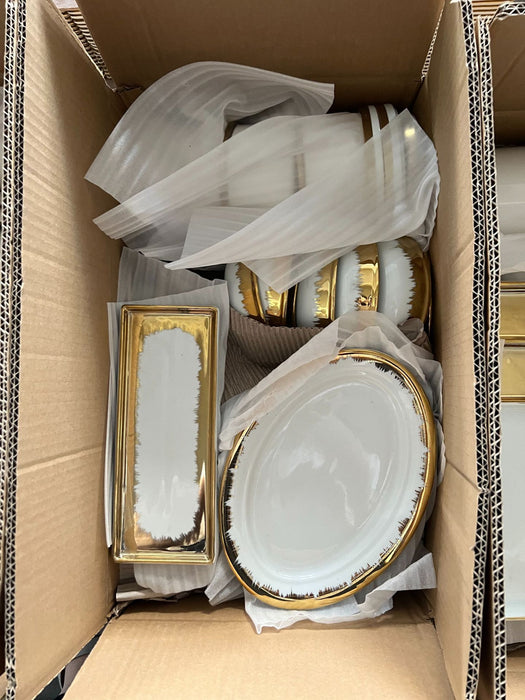 40-50pcs Dinnerware Gold-Edged Electroplated Ceramic Hotel Home Use