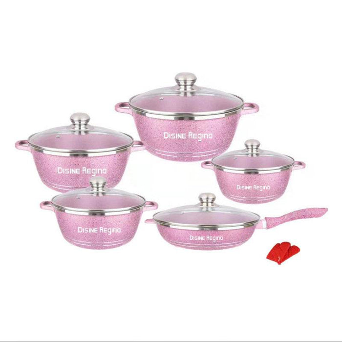 Disine Regina 12-Piece Korean Style Non-Stick Aluminum Cookware Set - Dio Kollections
