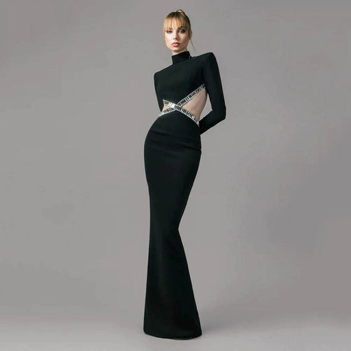 Elegant Diamond Design Slimming Evening Dress - Dio Kollections
