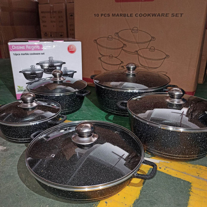 10-Piece Western-Style Non-Stick Marble Cookware Set - Dio Kollections