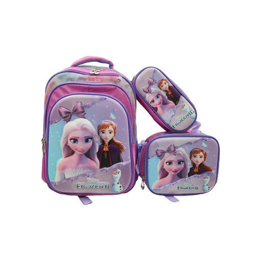 Set of Frozen-themed backpack and pencil case on a white background