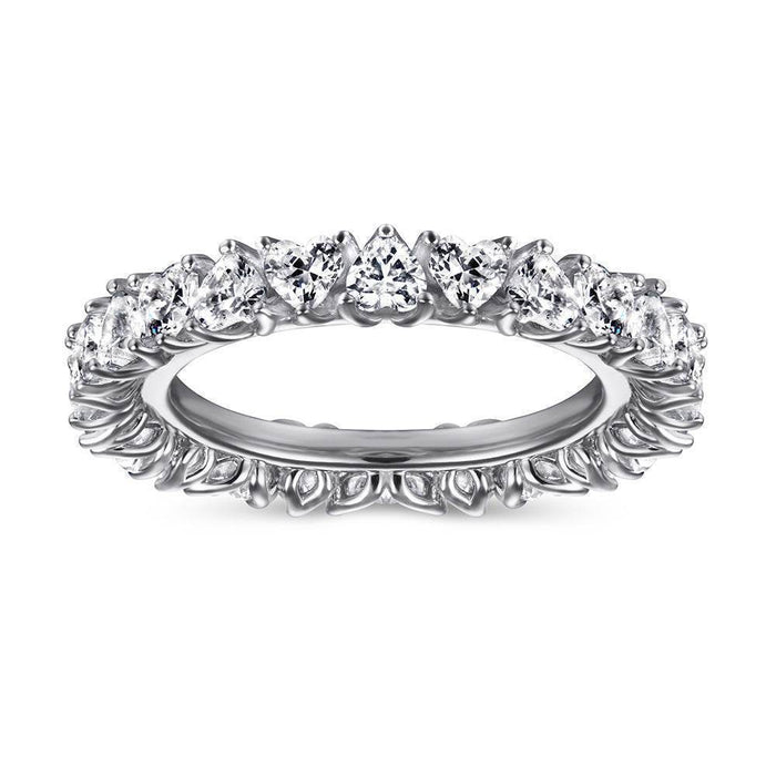 S925 Silver Women's Sterling Row Ring Same Row Diamond Zircon Women's Silver Ring Z+2 1/2 - Dio Kollections