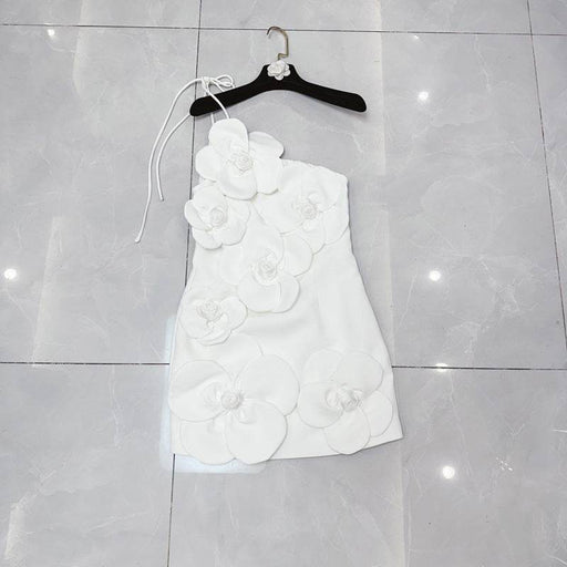 Chic Three-Dimensional Flower Halter Neck Dress - Dio Kollections