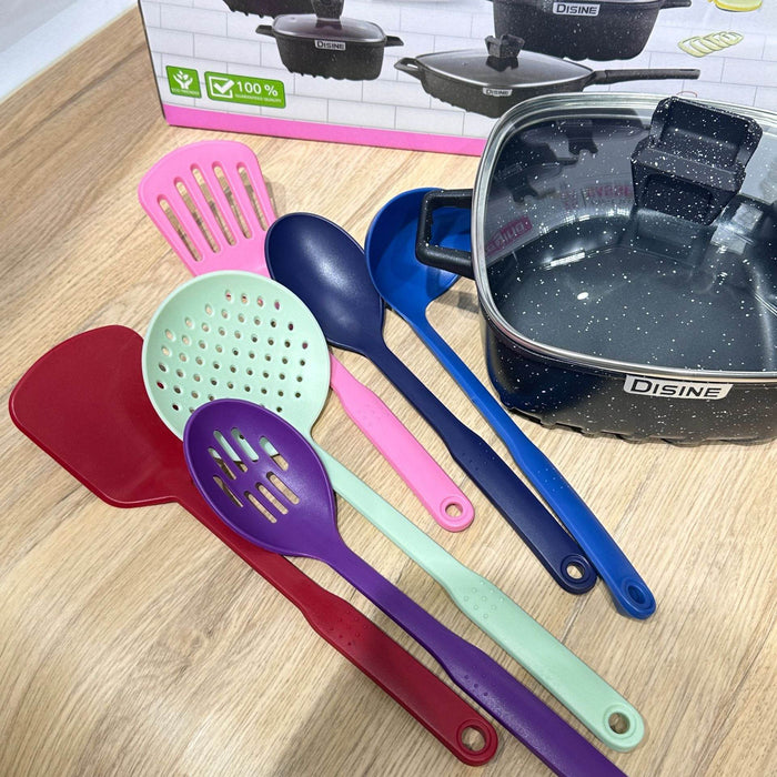 25-Piece Premium Non-Stick Medical Stone Cookware Set in Black and Pink - Dio Kollections