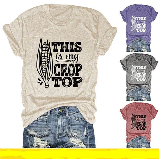 Dio Summer THIS IS MY CROP TOP Printed Short Sleeve Round Neck T-shirt - Dio Kollections