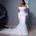 Dio African White Mermaid Wedding Dress with Sheer Long Sleeves - Dio Kollections