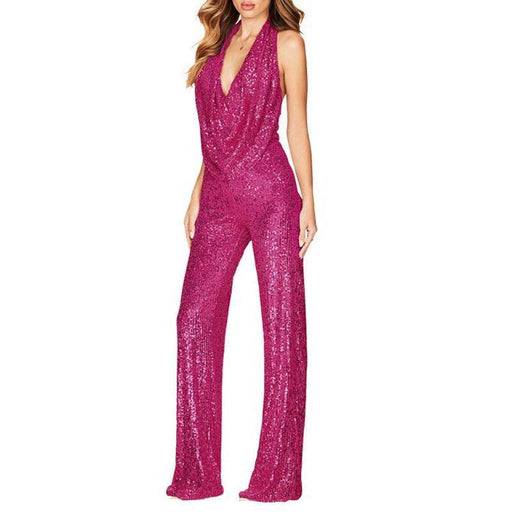 Dio Sleeveless Halter Sequined Women's One Piece Jumpsuit - Dio Kollections