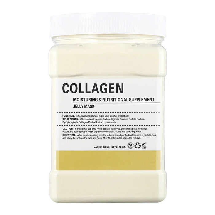 Collagen jelly mask container with label on a white background