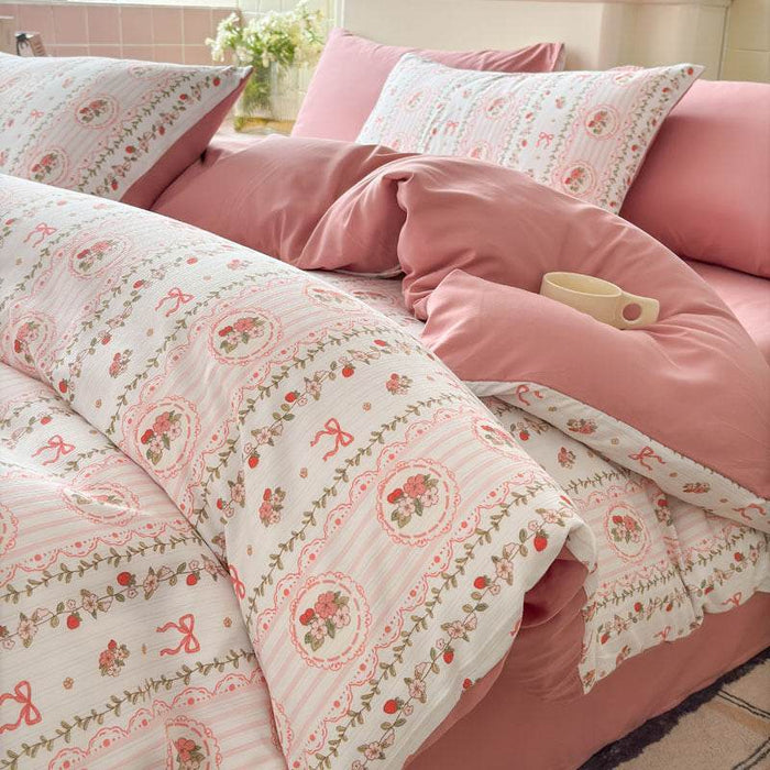 Four-Piece Cotton Double-Layer Gauze Set Bed Sheet Quilt Cover Washed Cotton Double-Layer Gauze Set - Dio Kollections