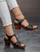 Summer New Solid Color Fish Mouth Thick Heel One-Way Buckle Strap High Heel Sandals - Dio Kollections