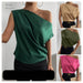 Satin Imitation Silk Irregular Shoulder Sleeveless Pullover Shirt for Women - Dio Kollections
