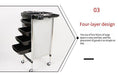 Black four-layer storage cart with wheels on a white background, labeled '03'.