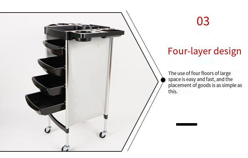 Black four-layer storage cart with wheels on a white background, labeled '03'.