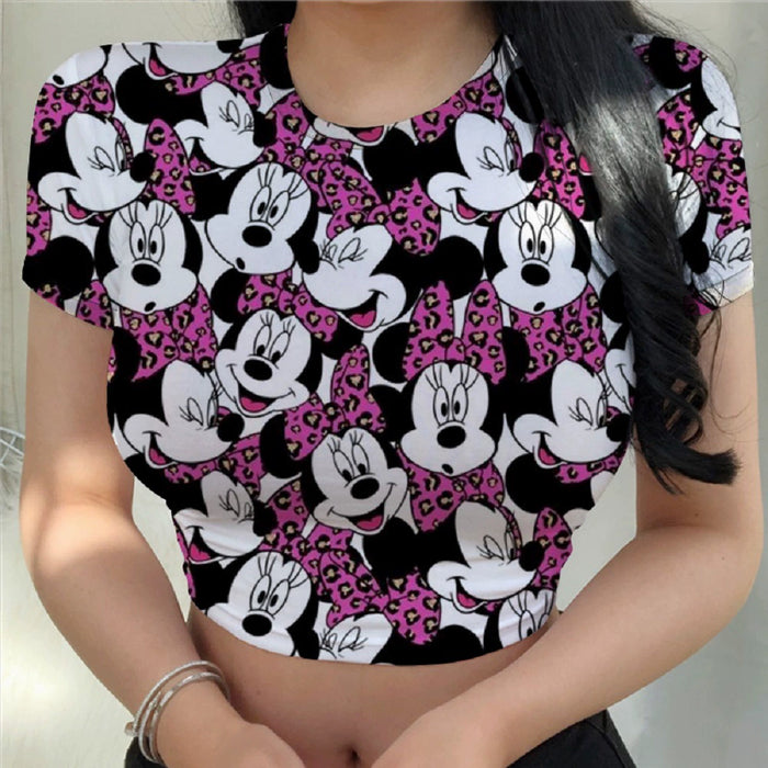 Dio Women's Sexy Slim Cartoon Disney Printing Stitch Crop Top Fit T Shirt - Dio Kollections