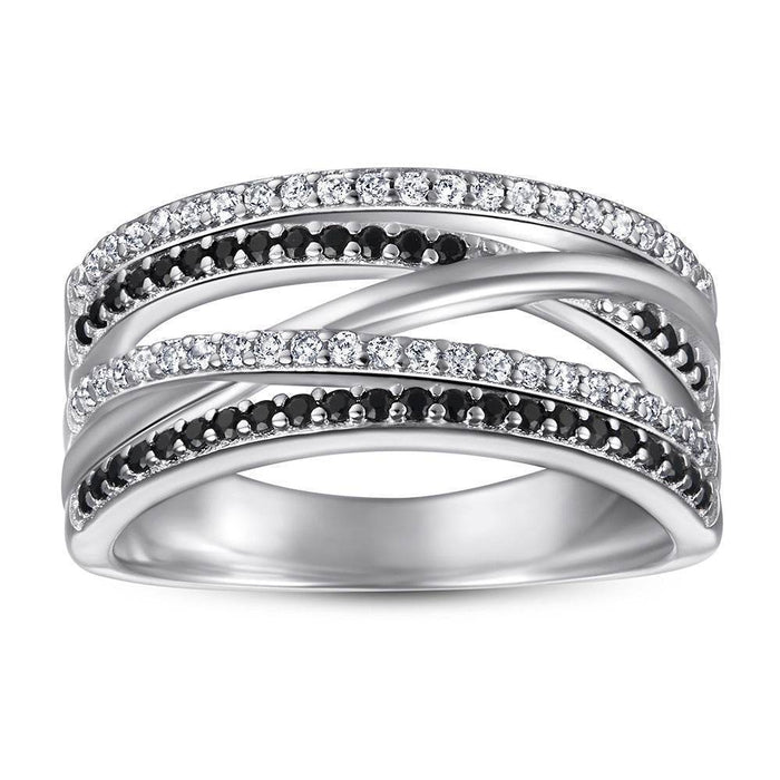 S925 Silver Women's Sterling Row Ring Same Row Diamond Zircon Women's Silver Ring Z+2 1/2 - Dio Kollections