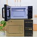F. Blümlein microwave oven shown open, resting on top of its cardboard packaging box.