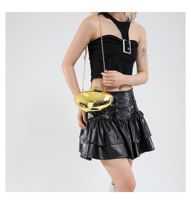New Dinner Bag Oval Shell Goose Egg Acrylic Evening Chain Shoulder Bag
