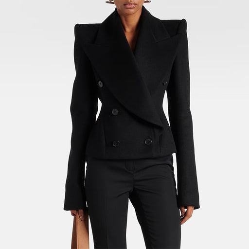 Black suit jacket and pants on a white background